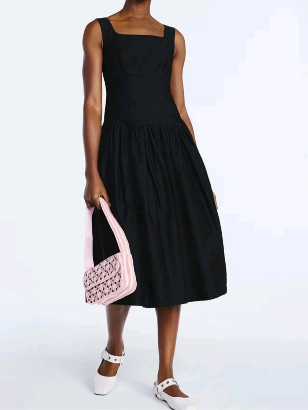 Scoop Women’s Size M (8-10) Cotton Maxi Dress with Bow Back Black Soot NWT